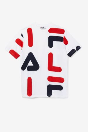 FILA Bennet Tee Shirts White / Red / Navy,Mens Clothing | CA.BCPURW964